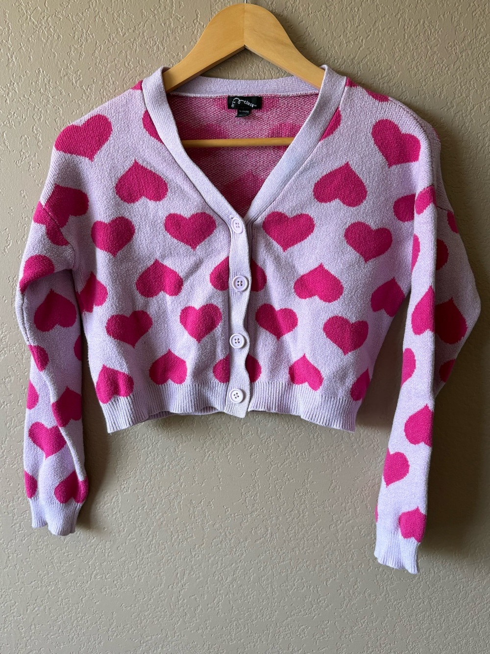 Art Class Girls Size XL (14/16) Pink Hearts Cardigan Button Down Sweater